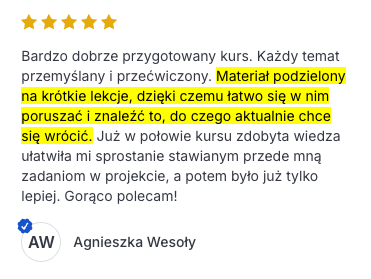 Opinia Agnieszki Wesoły