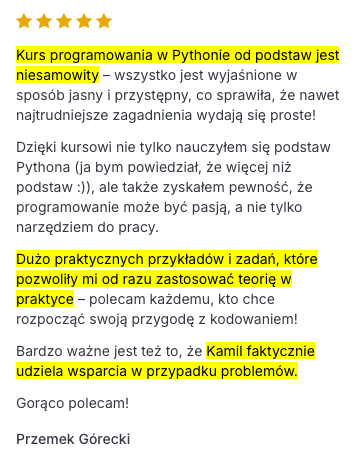 Opinia Przemka Góreckiego